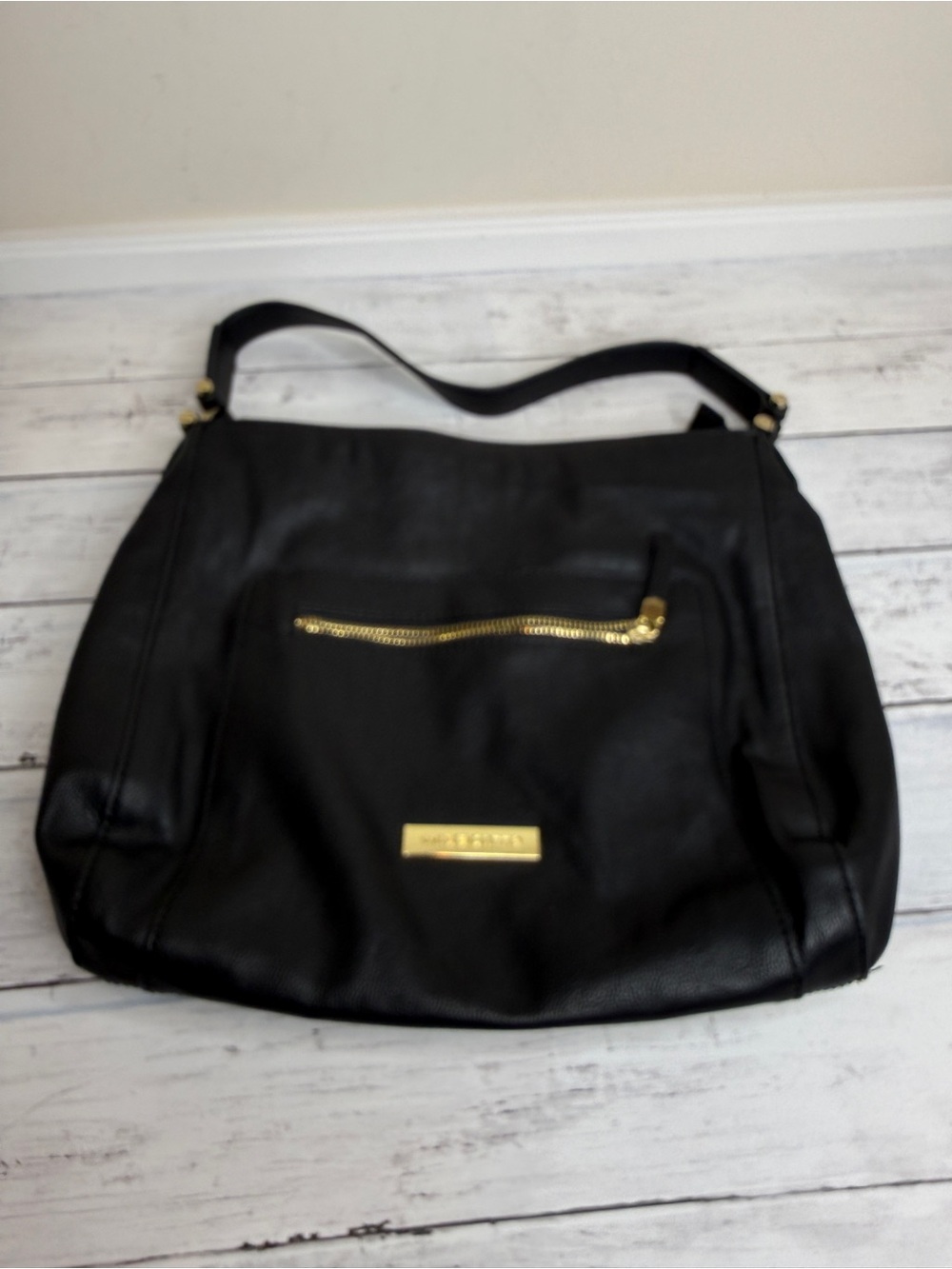 Liz Claiborne Black Shoulder Bag with Gold Hardware